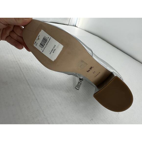 Coach Ankle Noah Bootie Sz 9.5 Silver Metallic Leather Almond Toe Amputee Left - Picture 13 of 15